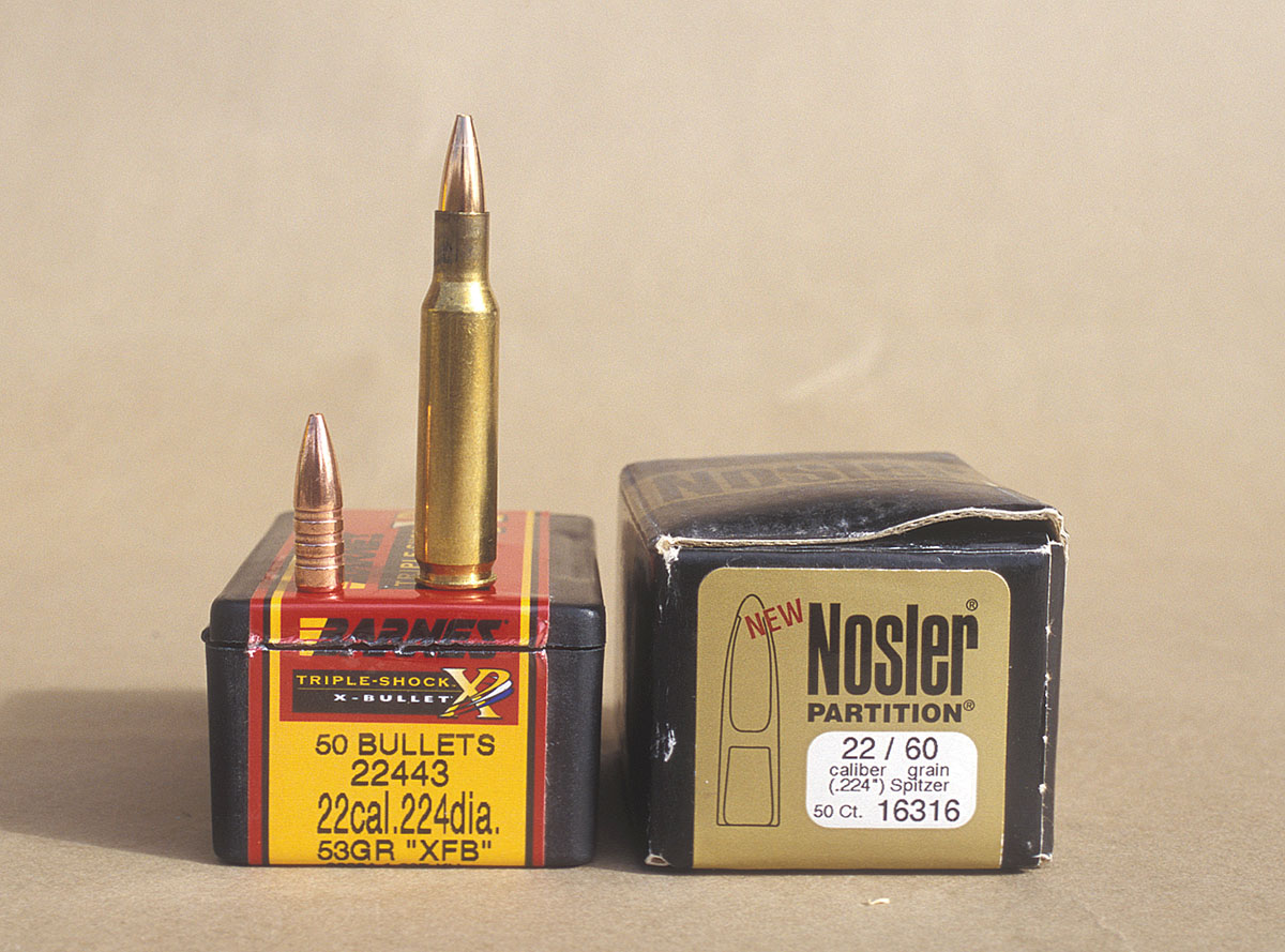 For those using the .222 Remington for taking deer-sized game, the 53-grain Barnes Triple-Shock and Nosler 60-grain Partition are top choices.